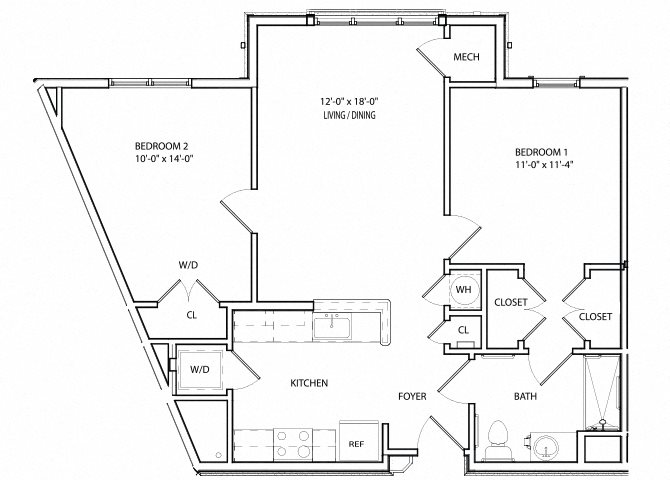 Victory Crossing 2 Bedroom, 1 Bathroom Floor Plan Victory Crossing 2 Bedroom, 1 Bathroom Floor Plan